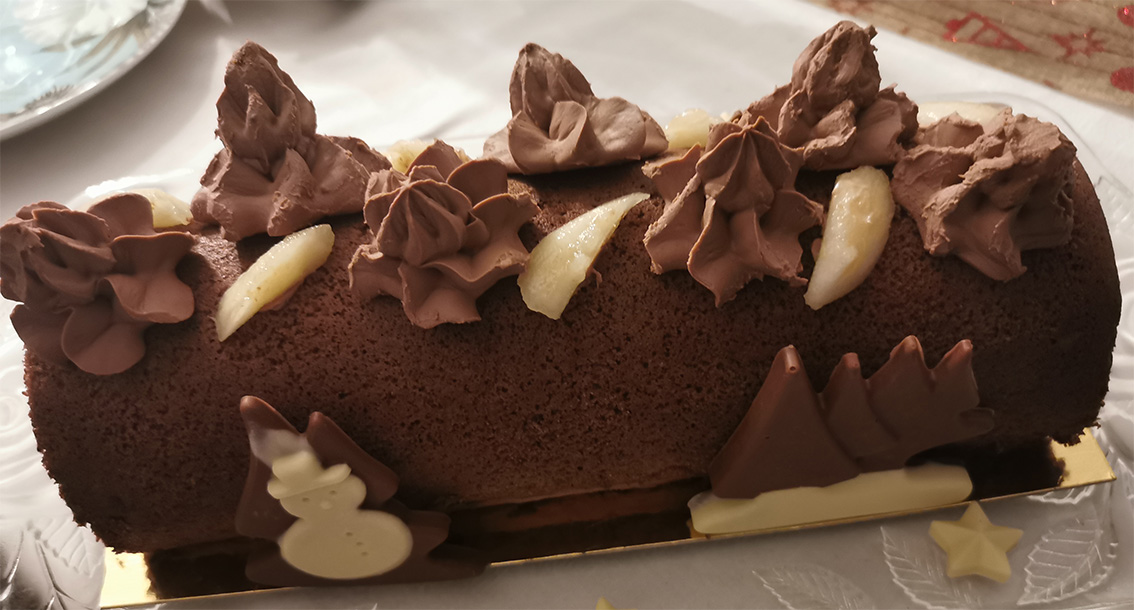 Bûche poire-chocolat Noël