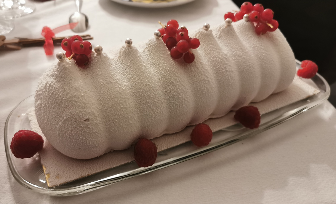 Bûche vanille framboise Noël